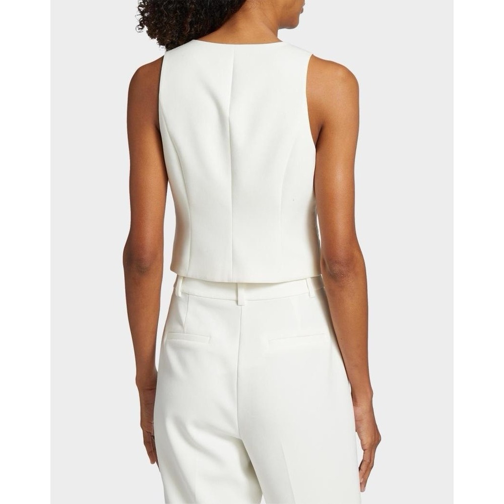 Favorite Daughter Ivory Favorite Tailored Vest Women M Crop V Neck Classy $188 - Picture 4 of 13
